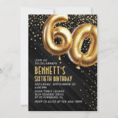 60. Geburtstag Gold Black Einladung (Vorderseite)