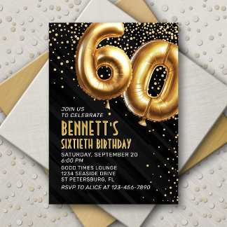 60. Geburtstag Gold Black Einladung