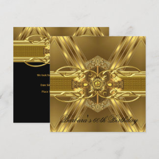 60. Geburtstag Gold Black Verziert Jewel 2 Einladung