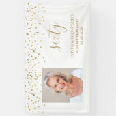 60. Geburtstag Gold Confetti Dreiecke Foto Weiß Banner (Vertikal)