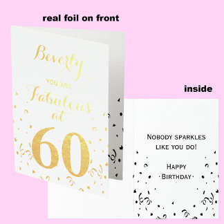 60. Geburtstag Gold Foil Fabulous mit 60 Folienkarte