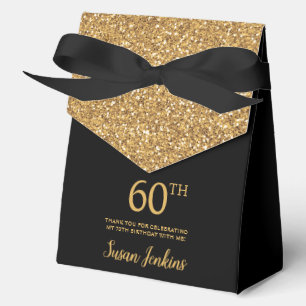 60. Geburtstag Gold Glitter Danke Geschenkschachtel