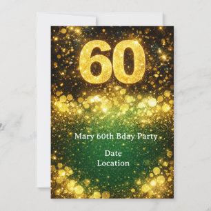 60. Geburtstag Gold Glitter  Einladung