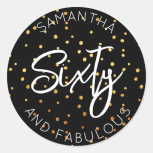60. Geburtstag Gold Glitzer 60 und fabelhaft Runder Aufkleber