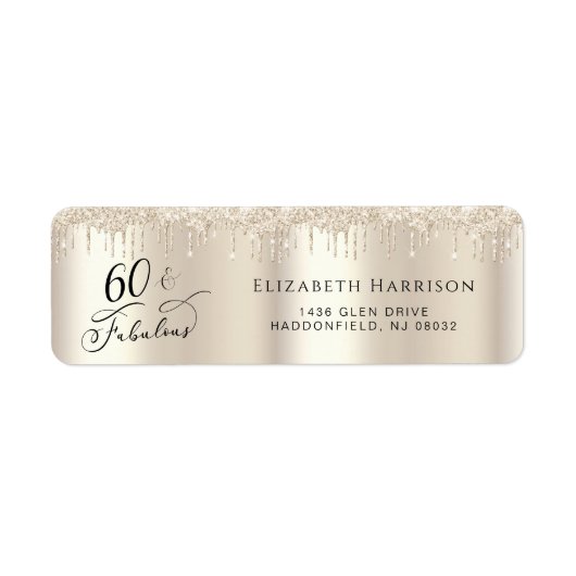 60. Geburtstag Gold Glitzer Rücksendeadresse (Vorne)