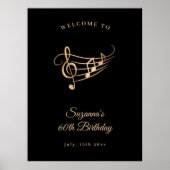 60. Geburtstag Gold Musiknoten Elegant Poster