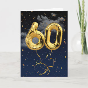 60. Geburtstag Gold Mylar Ballon und Konfetti Kart Karte
