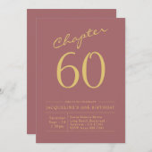60. Geburtstag Gold Pink Einladung (Vorne/Hinten)