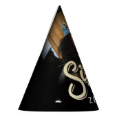 60. Geburtstag Gold schwarz personalisiert Foto Na Partyhütchen (Links)