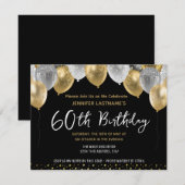 60. Geburtstag Gold und Schwarz Einladung (Vorne/Hinten)