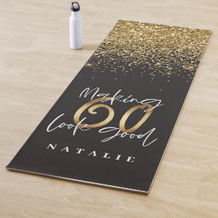 60. Geburtstag Gold und Schwarz Moderner Glitzer Yogamatte