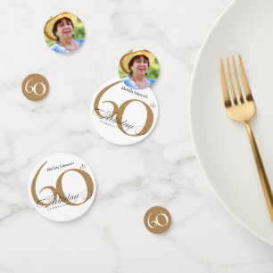 60. Geburtstag Gold White Elegant Calligraphy Conf Konfetti