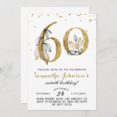 60. Geburtstag Goldene Blüte Einladung (Vorne/Hinten)