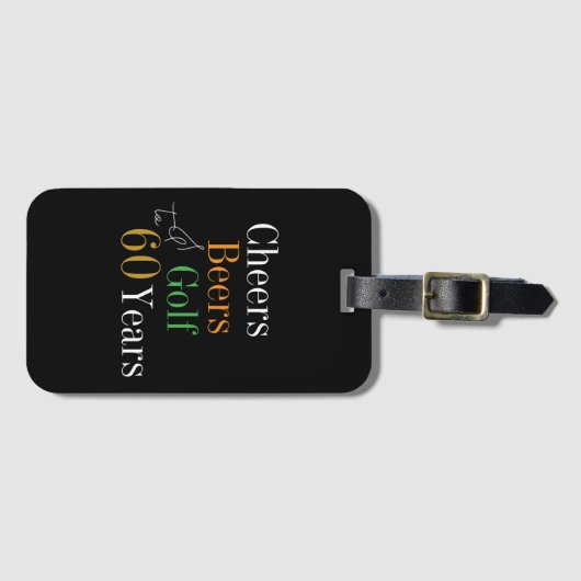 60. Geburtstag Golf Cheers Beers Gepäckanhänger (Vorderseite (Horizontal))