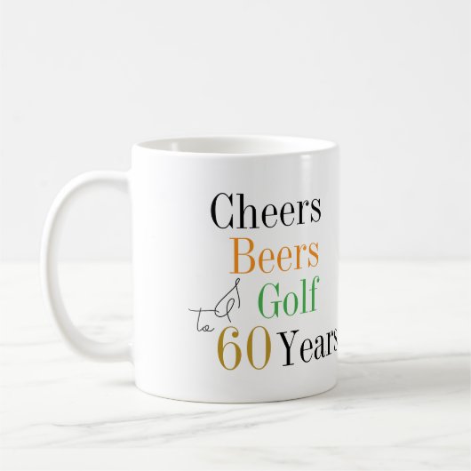 60. Geburtstag Golf Cheers Biere Minimal Kaffeetasse (Links)