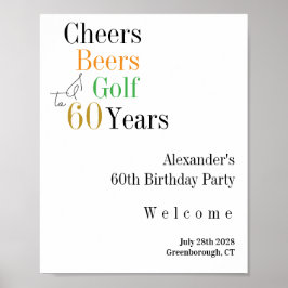 60. Geburtstag Golf Cheers Biere Minimaler Empfang Poster