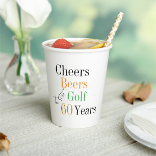 60. Geburtstag Golf Cheers Biere Minimales Party Pappbecher