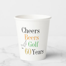 60. Geburtstag Golf Cheers Biere Minimales Party Pappbecher