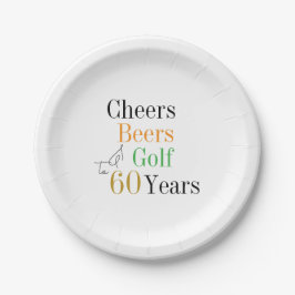 60. Geburtstag Golf Cheers Biere Minimales Party Pappteller
