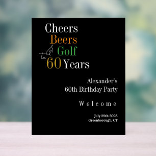 60. Geburtstag Golf Cheers Biere Willkommen Acrylschild
