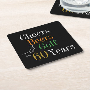60. Geburtstag Golf Prost Bier Schwarz Gold Rechteckiger Pappuntersetzer