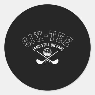 60. Geburtstag Golf Vater Opa Sechs-Tee und immer  Runder Aufkleber