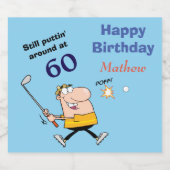 60 Geburtstag Golfer Bierflaschenetikett (Einzelnes Label)
