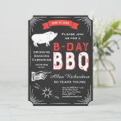 60. Geburtstag GRILLEN Party Chalkboard USA Vintag Einladung (Stehend Vorderseite)