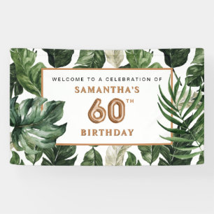 60. Geburtstag Grüne & Kupfer-Tropen-Willkommensgr Banner