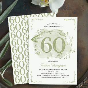 60. Geburtstag Grüne zarte Wildblume Nummer 60 Einladung