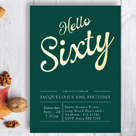 60. Geburtstag Grünen Gold Foil Hallo 60 Einladung