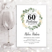 60. Geburtstag - Grüner Eukalyptus-Foliage Einladung