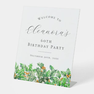 60. Geburtstag Holly Dezember Geburtstag Blume Wil Sockelschild