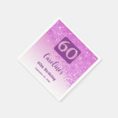 60. Geburtstag Hübsch Pink Glitzer Napkins Serviette (Ecke)