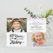 60. Geburtstag im MAKING Lila Confetti Einladung (Stehend Vorderseite)