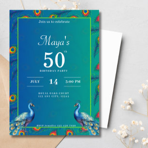60. Geburtstag Indischer Ethnic Green Gold Peacock Einladung