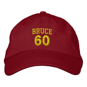60 Geburtstag Individuelle Name RED Hat YELLOW Sti Bestickte Baseballkappe