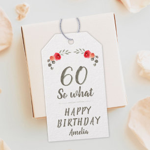 60. Geburtstag Inspiration Wasserfarben Rose Flora Geschenkanhänger