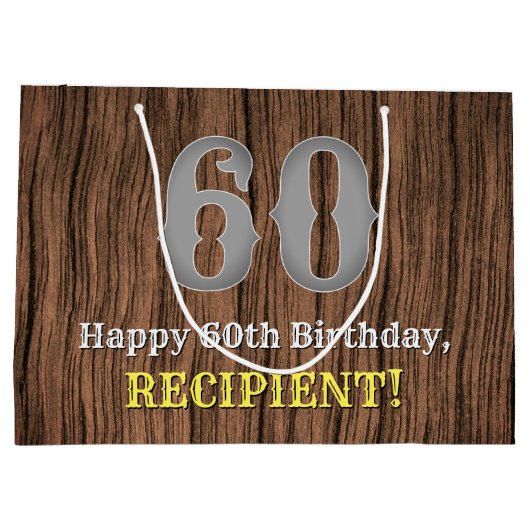 60. Geburtstag: Inspirierter Western Große Geschenktüte (Rückseite)