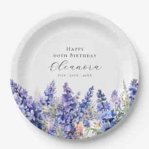 60. Geburtstag Juli Blume Larkspur Custom Pappteller