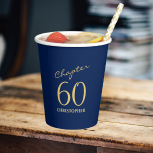 60. Geburtstag Kapitel 60 Blue Gold Pappbecher