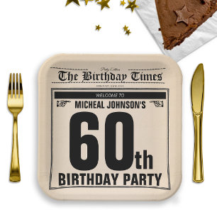 60. Geburtstag Klassische Vintage Alte Zeitung Ben Pappteller