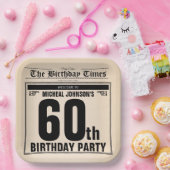 60. Geburtstag Klassische Vintage Altzeitung Custo Pappteller (Party)