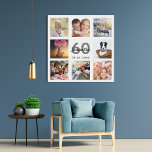 60. Geburtstag kundenspezifische Foto Collage Whit Künstlicher Leinwanddruck<br><div class="desc">Ein einzigartiges 60. Geburtstagsgeschenk oder Sake, das ihr Leben mit einer Collage von 8 deiner Fotos feiert. Fügen Sie Bilder von ihrer Familie, Freunden, Haustieren, Hobbys oder Traumreise Ziel. Personalisieren und fügen Sie einen Namen, Alter 60 und ein Datum. Graue und schwarze Buchstaben. Ein schick weißer Hintergrund. Diese Leinwand ist...</div>