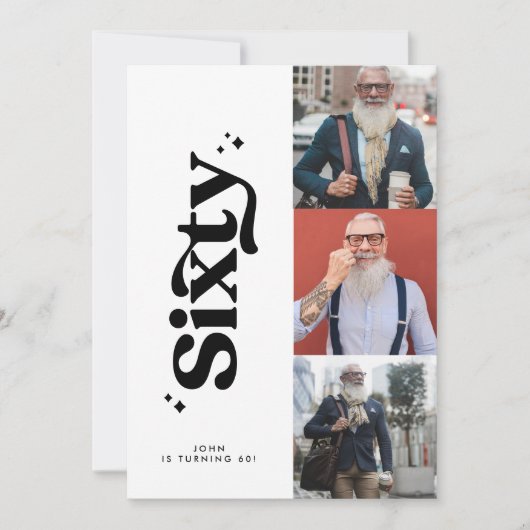 60. Geburtstag laden modernes, einfaches Foto ein Einladung (Vorderseite)