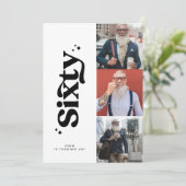 60. Geburtstag laden modernes, einfaches Foto ein Einladung (Stehend Vorderseite)