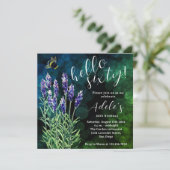 60. Geburtstag Lavender Aquarell Einladung (Stehend Vorderseite)