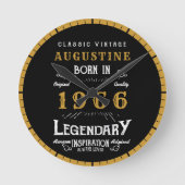 60. Geburtstag Legende Geboren 1966 Runde Wanduhr (Vorderseite)