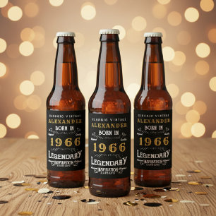 60. Geburtstag Legende Geboren 1966 Vintage Schwar Bierflaschenetikett