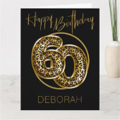 60. Geburtstag Leopard Print Gold Foil Balloons Karte (Vorderseite)
